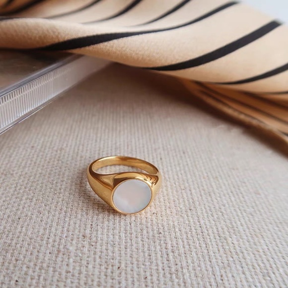 Jewelry - CLOSING SALE! 18K Gold Plated Mother of Pearl Ring